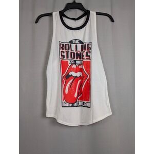 Darceil Rolling Stones Tank Top Womens Medium White New Racerback Ringer Graphic